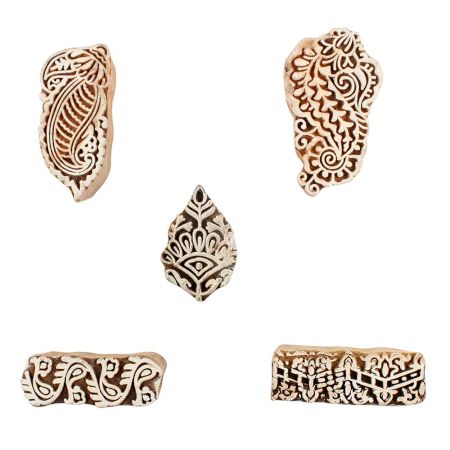 Set of 5 Piece New Mix Wooden Printing Blocks